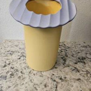 Masa Mami Treasure Craft Pottery Hawaii Modern Yellow & Lavender Vase